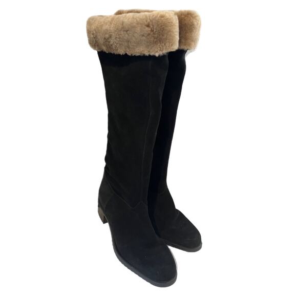 GALO Womens Outdoor Knee High Boots Winter Warm Fur Trim Chunky Heel Shoe 9US - Picture 1 of 7